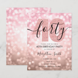 Elegante Moderne Rose Gold 40. Geburtstag Party Einladung