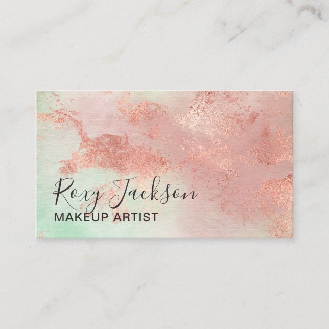 Elegante, moderne Rose Gold Aquarell-Künstler Visitenkarte (Vorderseite)