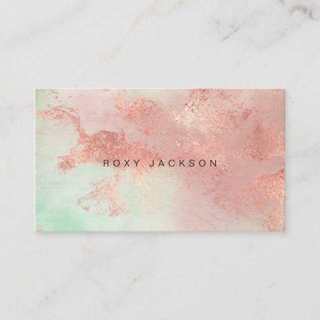 Elegante, moderne Rose Gold Aquarell-Künstler Visitenkarte (Vorderseite)