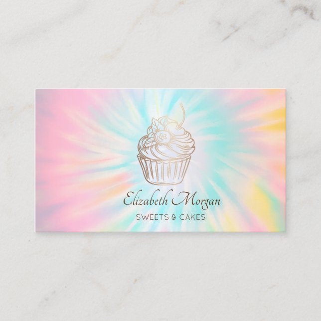 Elegante Moderne, Rose Gold Cupcake Gefärbte Krawa Visitenkarte (Vorderseite)