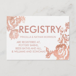 Elegante Moderne Rose Gold Floral Geschenkkartei Begleitkarte