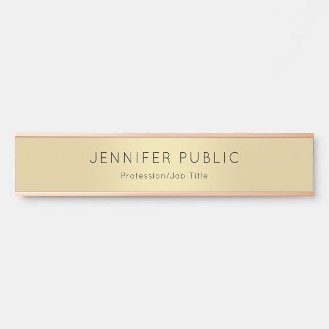 Elegante moderne Rose Gold Glamour Template Trendy Türschild (Vorderseite )