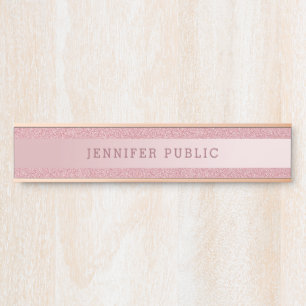 Elegante moderne Rose Gold Glitzer Einfache Vorlag Türschild
