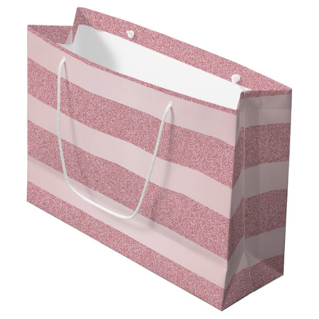 Elegante Moderne Rose Gold Glitzer Glamour Vorlage Große Geschenktüte (Vorderseite Schrägansicht)