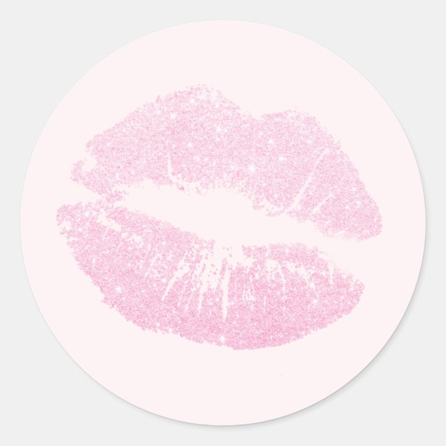 Elegante moderne Rose Gold Glitzer Lippen Rosa Mak Runder Aufkleber (Vorderseite)