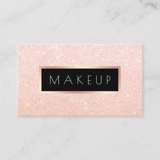 Elegante moderne Rose Gold Glitzer Makeup Künstler Visitenkarte (Vorderseite)