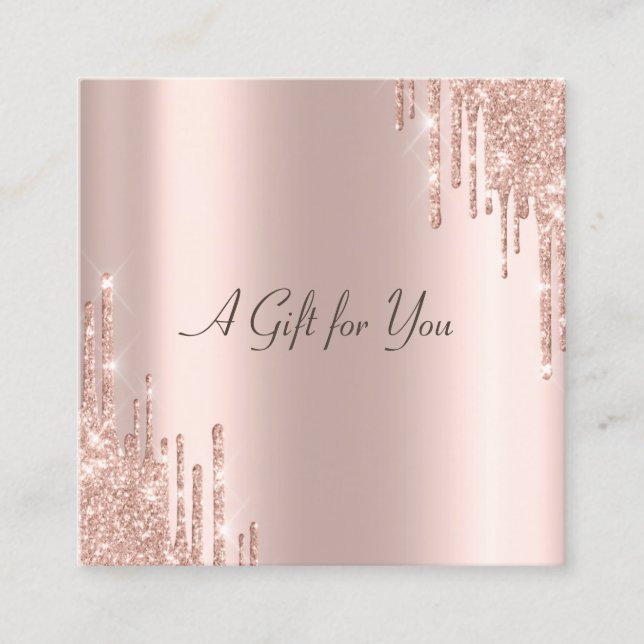 Elegante Moderne Rose Gold Glitzer Tropfen Rabattkarte (Vorderseite)