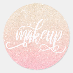 Elegante moderne Rose Gold & Gold Glitzer Make-up Runder Aufkleber