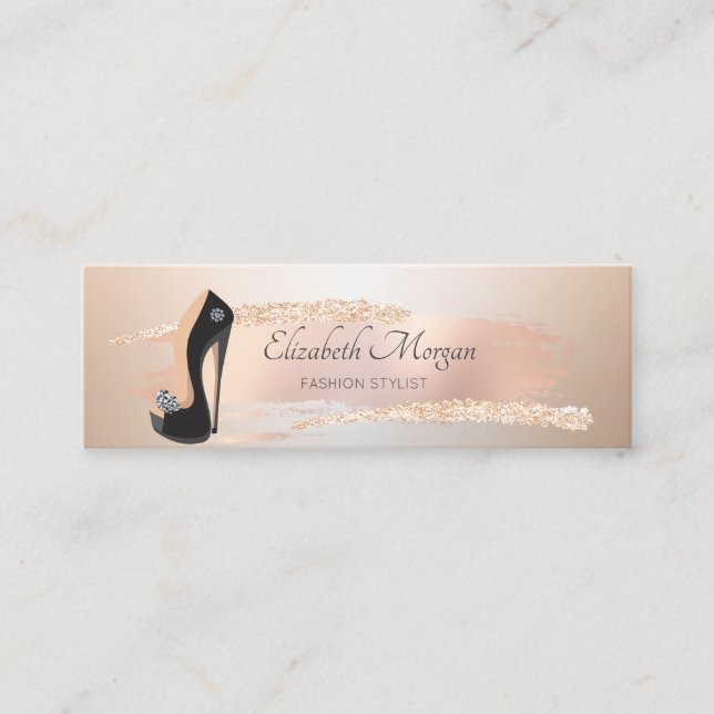 Elegante Moderne, Rose Gold Pinselstriche, High He Mini Visitenkarte (Vorderseite)