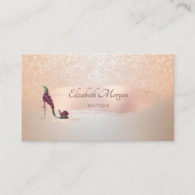 Elegante Moderne, Rose Gold Pinselstriche, High He Visitenkarte (Vorderseite)