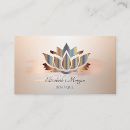 Elegante Moderne, Rose Gold Pinselstriche Lotus Visitenkarte