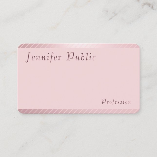 Elegante moderne Rose Gold Template Trendy Einfach Visitenkarte (Vorderseite)