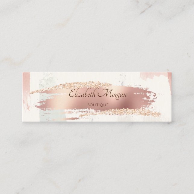 Elegante Moderne, Rose Gold, Wasserfarbenpinselstr Mini Visitenkarte (Vorderseite)