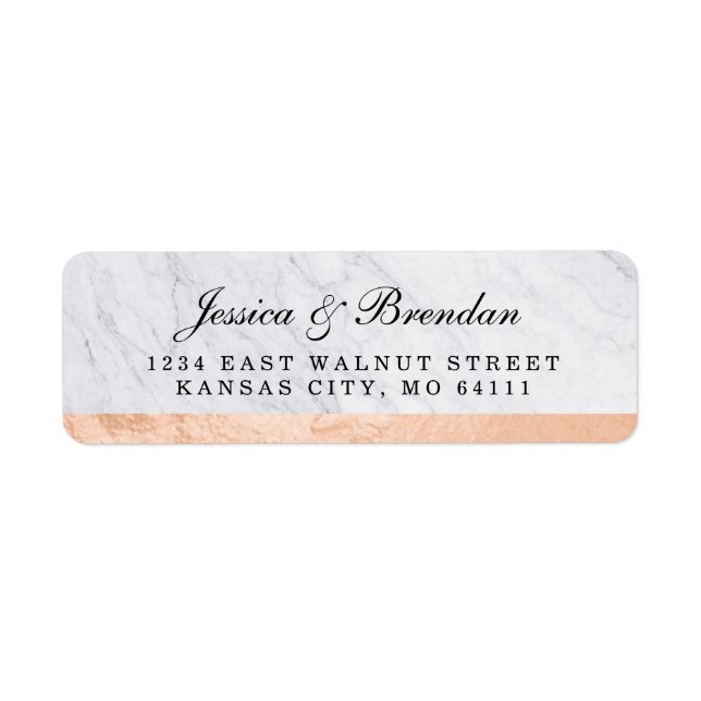 Elegante Moderne Rose Gold Wedding Rücksendeadress (Vorne)