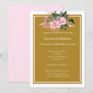 ELEGANTE MODERNE ROSÉ-GOLDENE BLUMEN HOCHZEITSEINL EINLADUNG