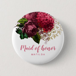 Elegante, moderne Rose, goldene Trauzeugin Button