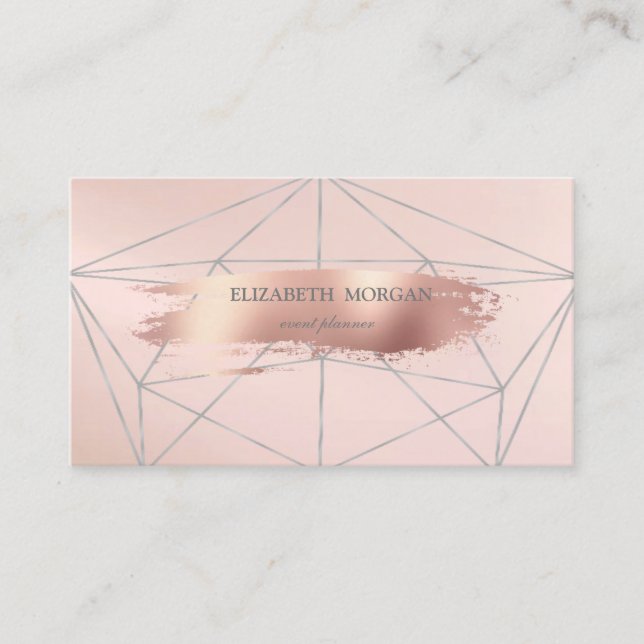 Elegante Moderne Rose Goldrausch Stroke, geometris Visitenkarte (Vorderseite)