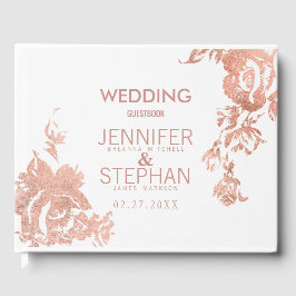 Elegante Moderne Rose Hochzeit in Gold Gästebuch