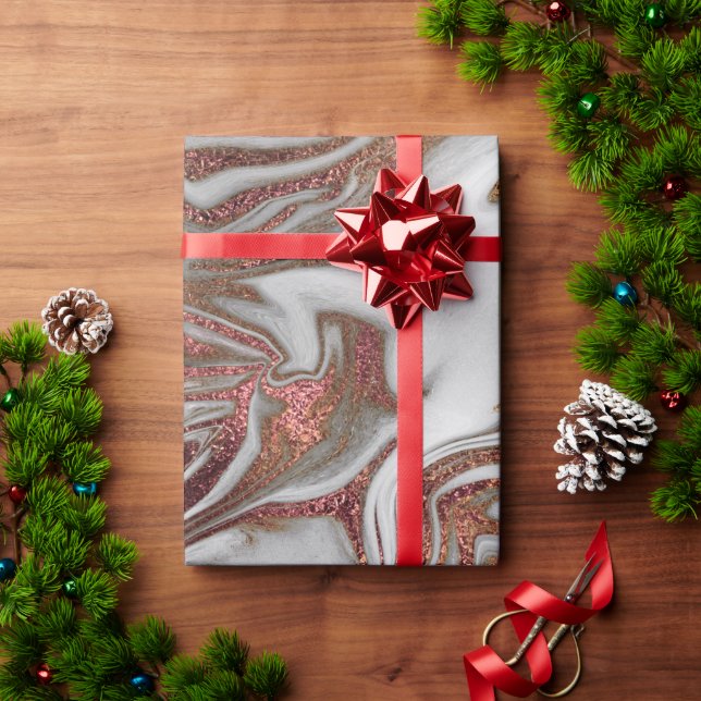 Elegante moderne Rose mit Gold und weißem Marmor. Geschenkpapier (Feiertagsgeschenk)