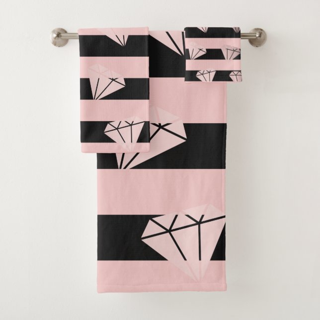 Elegante moderne Rose mit goldenem Streifen Badhandtuch Set (Insitu)