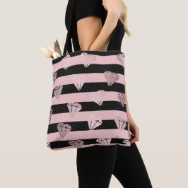 Elegante moderne Rose mit goldenem Streifen Tasche