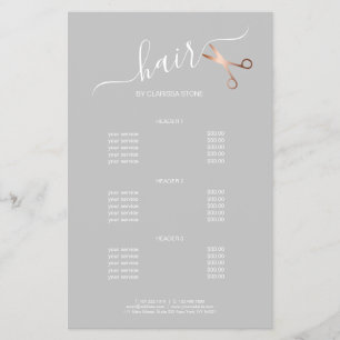Elegante moderne roségoldene Schere Friseur Flyer