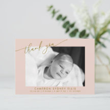 Elegante moderne roségoldene Schrift Baby-Foto-Geb