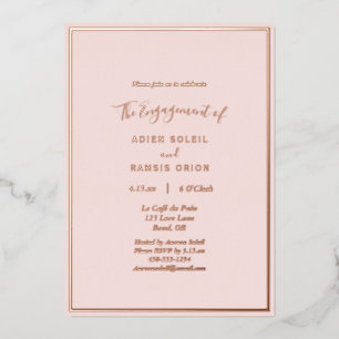 Elegante moderne roségoldene Verlobungsparty Folieneinladung