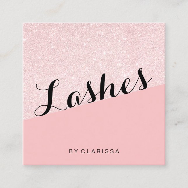 Elegante moderne RosengoldGlitter-Rosapeitschen Quadratische Visitenkarte (Vorderseite)
