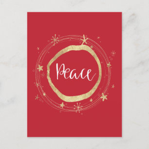 Elegante Moderne Rote Gold Star Feiertagspostkarte