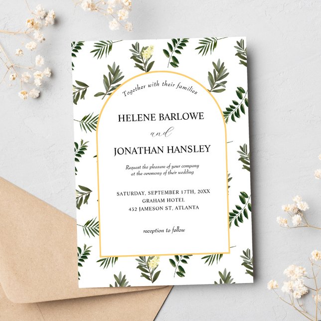 Elegante Moderne Rustikale Botanische Hochzeit Einladung (Elegant Modern Rustic Watercolor Botanical Wedding Invitation)
