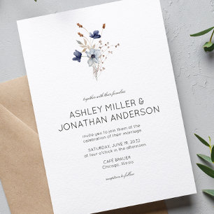 Elegante Moderne Rustikale Wildblume Hochzeit Einladung