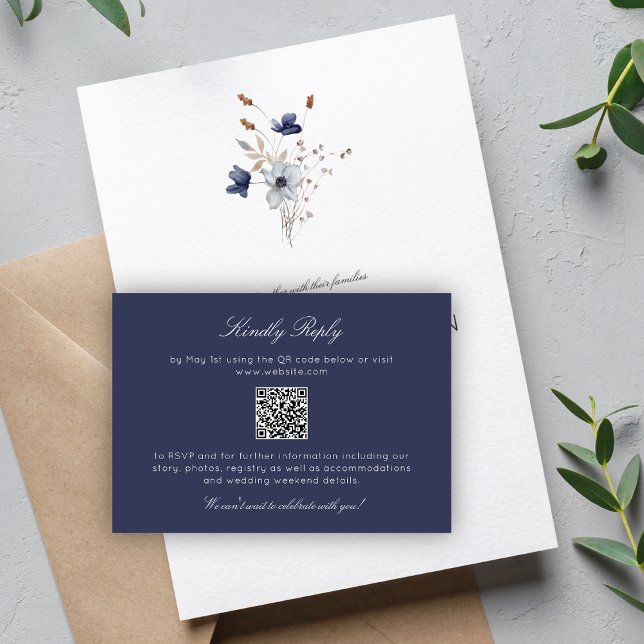 Elegante Moderne Rustikale Wildblume Hochzeit RSVP Karte (Von Creator hochgeladen)