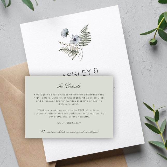 Elegante Moderne rustikale Wildblume Hochzeitsdeta Begleitkarte (Von Creator hochgeladen)