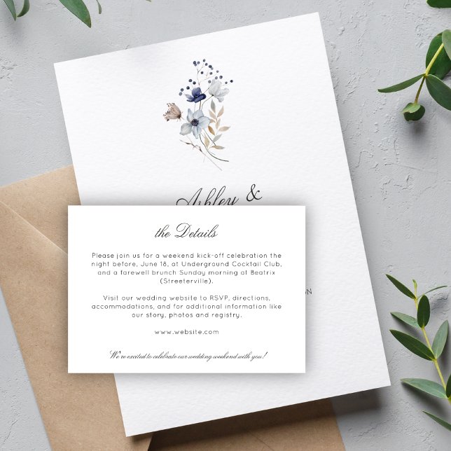 Elegante Moderne rustikale Wildblume Hochzeitsdeta Begleitkarte (Von Creator hochgeladen)