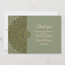 Elegante Moderne Sage green & gold classic mandala Dankeskarte