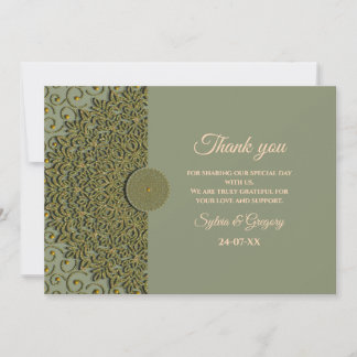 Elegante Moderne Sage green & gold classic mandala Dankeskarte
