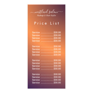 Elegante moderne Salon-Preisliste Rack Card Werbekarte