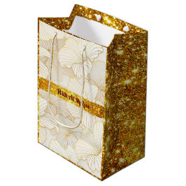 Elegante, moderne Sammlung von weißer Blumen Mittlere Geschenktüte