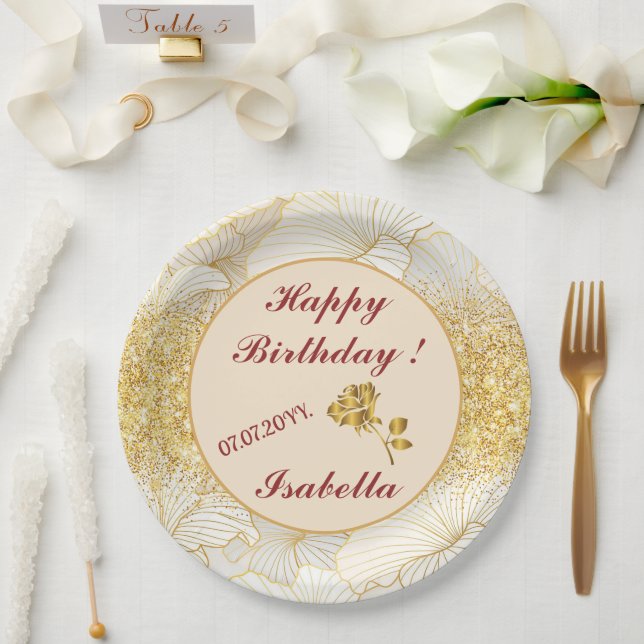 Elegante, moderne Sammlung von weißer Blumen Pappteller (Hochzeit)