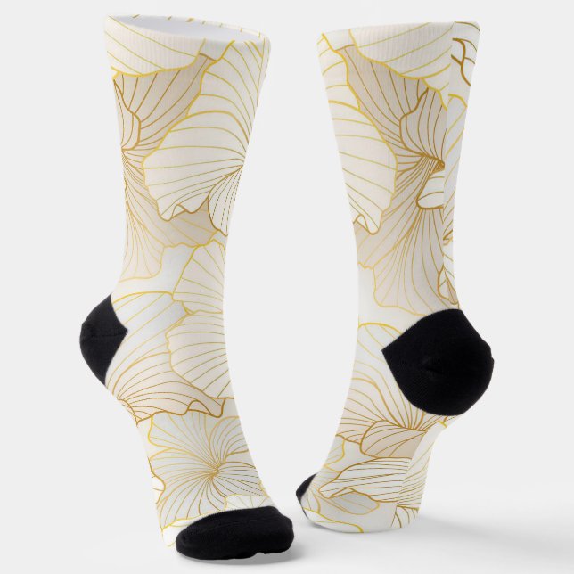 Elegante, moderne Sammlung von weißer Blumen Socken (Gewinkelt)
