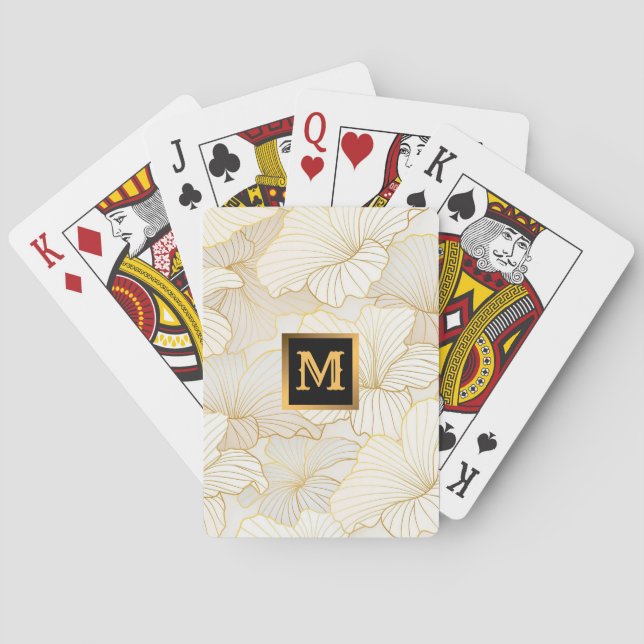 Elegante, moderne Sammlung von weißer Blumen Spielkarten (Rückseite)