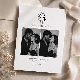 Élégante Moderne Save the Date 2 Photos Noir & Bla