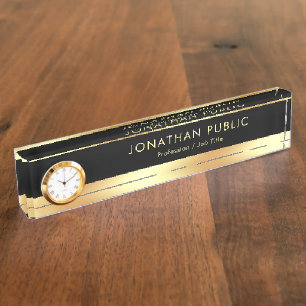Elegante moderne Schablone mit der Uhr bezaubernd Namensplakette
