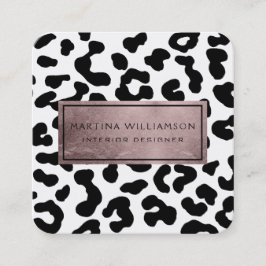 Elegante Moderne schicke Leopard Print Rose Golden Quadratische Visitenkarte