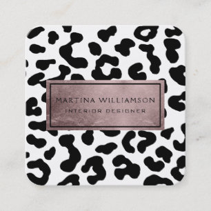 Elegante Moderne schicke Leopard Print Rose Golden Quadratische Visitenkarte