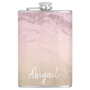 Elegante moderne schicke ombre Rose Gold Glitzer M Flachmann