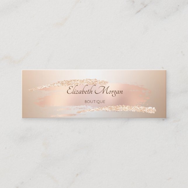 Elegante Moderne, schicke Rose Gold Pinselstriche Mini Visitenkarte (Vorderseite)