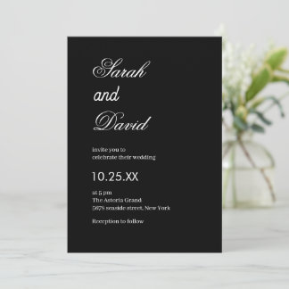 Elegante Moderne schicke Schwarz-Weiß-Hochzeit Einladung