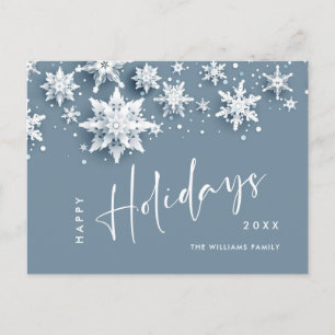 Elegante Moderne Schneeflocken Weihnachten Postkarte